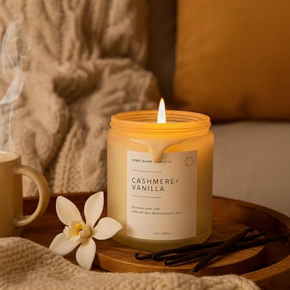 Cashmere Vanilla Scented Candle for Home Scented 50+ Hrs Highly Scented Creamy Vanilla Velvet Cashmere | 100% Natural Soy Candle Gifts for Women Vanilla Candles for Cozy Home - color: Cashmere Vanilla