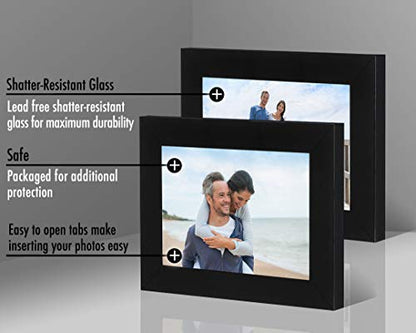 Americanflat 4x6 Picture Frame with Shatter-Resistant Glass - Set of 2 - Signature Collection - Gallery-Style Frames Made of Engineered Wood - Picture Frames for Tabletop and Wall Display - Black | Shatter-resistant glass, wall or tabletop display with in