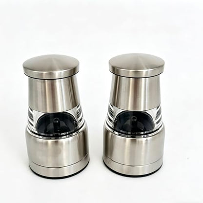 Salt and Pepper Grinder Set, Stainless Steel Manual Salt Grinder, Pepper Grinder, Visible Adjustable Ceramic Grinding Rotor, 2 Packs Set 4.6 inch Each - size: S 4.6inch