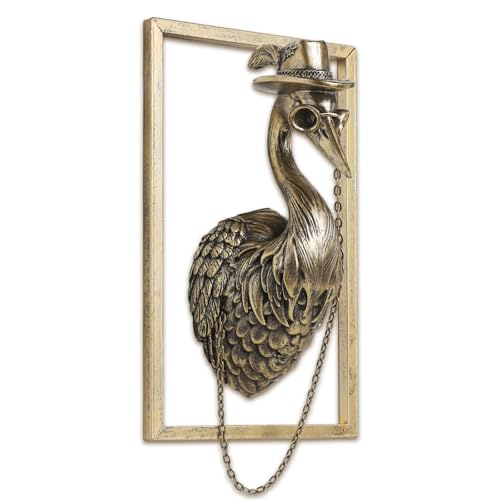 Vintage Gold Crane Resin Animal Heads Wall Decor - Exquisite Polly Wall Hanging Sculptures for Living Room, Bedroom, Office - Handmade Home Art Decor(Sandhill Crane) - color: Crane