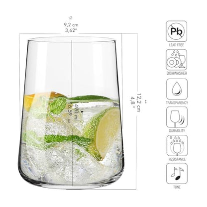 Krosno Water Glasses Set of 6, 16.6 oz, Infinity Collection | Glass Tumblers, Lead-Free Crystal Glassware, Juice Glasses, Water Glass Set, Dishwasher Safe, Made in Europe - size: 6 Count (Pack of 1)