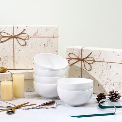 Selamica Ceramic Cereal Bowls set of 6, 24 oz Soup Bowls for Salad, Oatmeal, Microwave Dishwasher Safe, White - color: White, size: 24 Oz