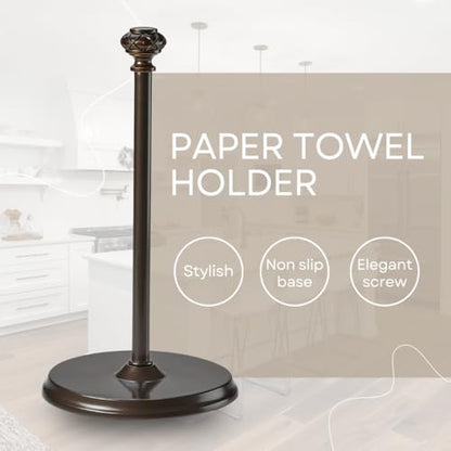 Paper Towel Holder Stand for Countertop, Decorative Freestanding | Paper Towel Holder with Non-Slip Weighted Base, Heavy-Duty & Durable, Fits Regular & Jumbo Rolls, Oil Rubbed Bronze - size: Vertical