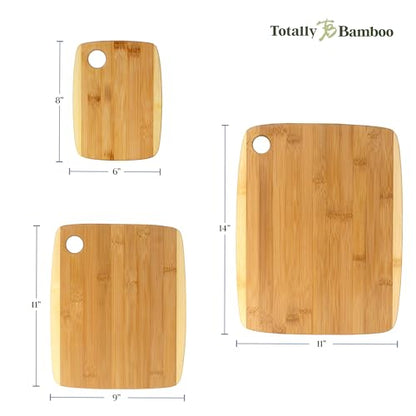 Totally Bamboo 3-Piece Two-Tone Bamboo Cutting Board Set – Reversible Kitchen Boards for Chopping & Serving Cheese, Meat, Vegetables & More