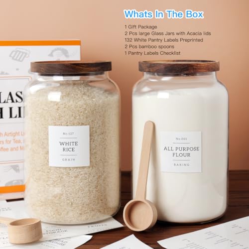 CZSZYGHBAO 2 PCS Large Glass Jar with Airtight Lid, Glass Food Storage Jars for Tea,Spice,Cereal, Egg,Flour,Coffee and More(1 gallon/4000 ml) - color: 4000ml