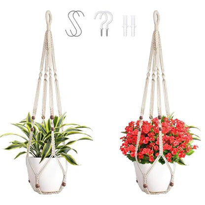 43 Inch Macrame Plant Hanger Large,Heavy Duty Indoor Hanging Plant Holder for Plants Pots Hangers for Live Plants,Outdoor Garden Home and Boho Wall Home Ceiling Decor,2 Set(Planter Pot Not Included)