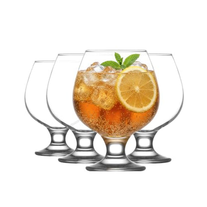 LAV Brandy Snifters Glass Set | Dishwasher Safe, Short Stem Balloon Glasses, Glass Goblets for Spirits, Bourbon Whiskey, Cognac, Scotch, Beer Tasting Glasses | 13.25 oz | Set of 4 - style: Brandy Snifters