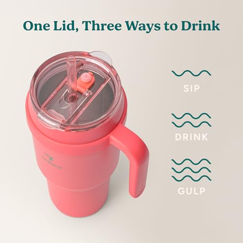 REDUCE 40 oz Stainless Steel Tumbler with Handle - Dual-Wall Vacuum Insulated Travel Mug, Sweat-Proof Lid & Reusable Straw - Keeps Drinks Cold for 24 Hrs, Fits Cupholders, Dishwasher Safe - Daiquiri - color: Daiquiri, size: 40 Ounces