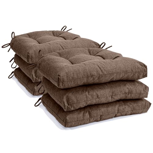 Chair Cushions for Dining Chairs Set of 6, Kitchen Chair Pads | Non Slip Chair Cushions with Ties, Tufted Memory Foam Seat Chair Pads, Dark Coffee - color: Dark Coffee, size: Pack of 6