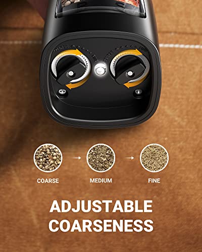 Sangcon 2-in-1 Automatic Electric Salt and Pepper Grinder with LED Light | Refillable dual 75ml chambers, 150ml capacity, one-handed buttons, adjustable coarseness, ceramic mills, battery powered - color: Battery-Operated