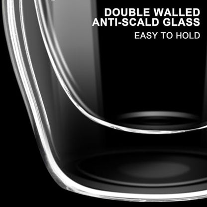 PARACITY Double Wall Glass Espresso Cups, 2.7 oz Expresso Shots, Set of 2 | Transparent borosilicate cups with handles are great espresso accessories for espresso, cappuccino, latte and cold drinks. - size: 2.7 Ounces