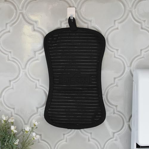 All-Clad Premium Pot Holder & Hot Pad: Heat Resistant to 500 Degrees - 100% Cotton, 10"x6.25" Hot Pad for Kitchen and Barbeque, 4-Pack, Black - color: Black, size: 4 Pack