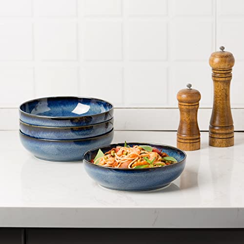 30oz Ceramic bowls set of 4-8" serving bowls for Kitchen,Pasta,Salad-Dishwasher & Microwave Safe Perfect for Housewarming, Thanksgiving, Christmas-Royal Blue - color: Royal Blue