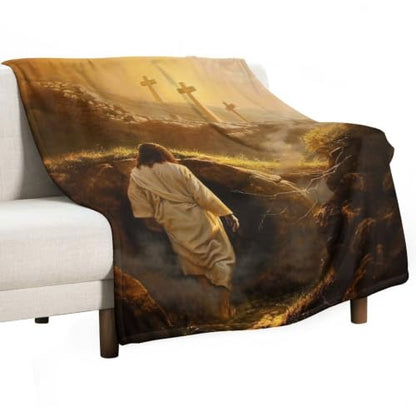 Jesus Leaving The Tomb 01 Flannel Blankets Fleece Soft Throw Lightweight Plush Gifts for Couch, Bed, Cozy Sofa Plush, Chair, Lovers 40x50in(100x125cm) - color: Style-10, size: 40x50in(100x125cm)