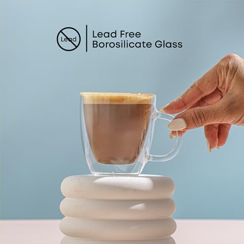 JoyJolt Savor Double Wall Insulated Glasses Espresso Mugs (Set of 2) - 5.4-Ounces - style: Espresso cups