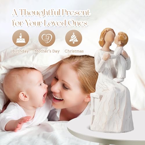 Mother and Baby Figurine, New Mom Gift Resin Statue, Motherhood Sculpture, Nursery Decor, Sentimental Family Love Figurine - color: Mom Holding Baby