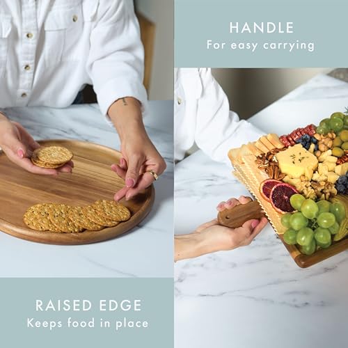Charcuterie Board Set - Acacia Cheese Board Serving Tray with Accessories - House Warming Gifts for New Home, Bridal Shower & Wedding Gift, Birthday Gifts for Women - color: Acacia