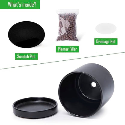 D'vine Dev 8.2 Inch Ceramic Planter Pot, Black, 94-O-D-2 | Modern Cylinder Design, Drainage Hole & Saucer Included, Stable Structure, Elegant Home Accent - color: Black, size: Medium