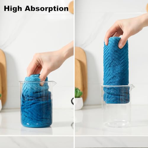 100% Cotton Kitchen Towels and Dishcloths Set, Pack of 8 Super Absorbent 16" x 25" Kitchen Towels and 13" x 13" Dish Cloths (400 GSM) - color: Ocean Set, style: 8-Piece Set