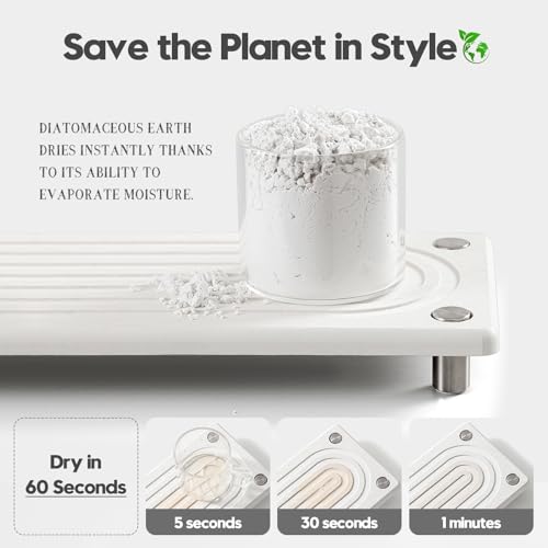 Water Absorbing Stone Sink Caddy, Diatomite Kitchen Sink Organizer, Bathroom Counter Tray, Faucet Drying Mat Coaster Soap Dish Rack Riser Dispenser Sponge Holder, Silver, White 10" x 4" - color: 10"x 4" - White