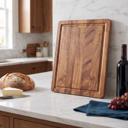 Walnut Wood Cutting Board with Juice Groove - Reversible Butcher Block, 14x10 Inch Large Charcuterie Board for Meat, Cheese, Bread - Non-Slip Kitchen Gift - size: 14"L x 10"W x 1"T