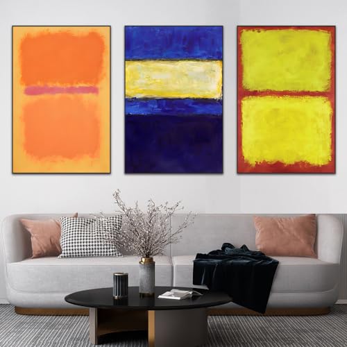 FCHUI Wall Art, Canvas Frame Simple Natura Abstract World Famous Painting Prints, Large Size Paintings Set of 3 Aesthetic Wall art decor for Living Room Bedroom Kitchen Office - color: Yellow, size: 24" X 32" X 3 pieces