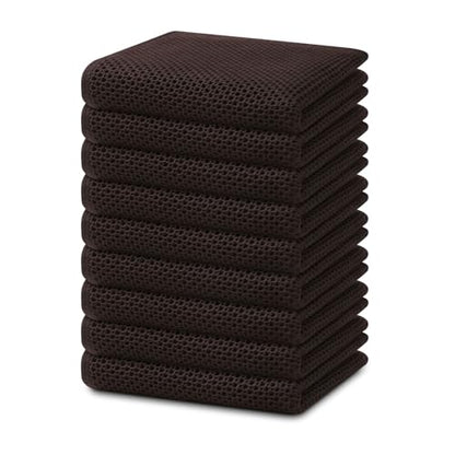 Homaxy 100% Cotton Waffle Weave Kitchen Dish Towels 9-Pack, Dark Brown | 13 x 28 Inches, Ultra Soft Absorbent Dish Towels, Quick Drying Cleaning Towels - color: Dark Brown, size: 13 x 28 - 9 Pack