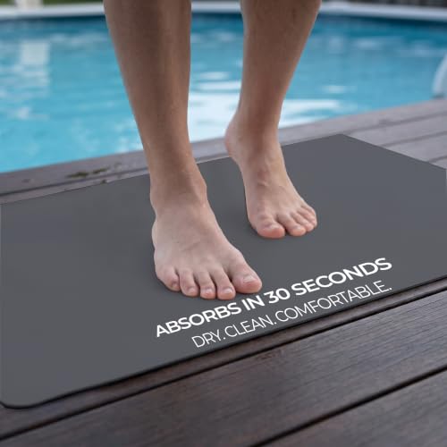 Homergy Bath Mat for Bathroom Non Slip, Quick Dry, 20x32 in, Dark Grey | Ultra absorbent, machine washable, mildew resistant shower mat with rubber backing for tub, poolside and outdoor showers - color: Dark Gray, size: 20" x 32"