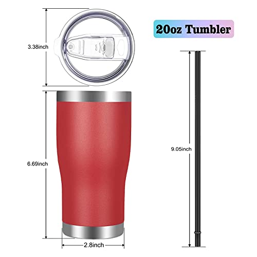 VEGOND 20oz Tumbler Stainless Steel Tumbler Cup with Lid And Straw Vacuum Insulated Double Wall Travel Coffee Mug(Brick red 1 Pack) - color: Red, size: 20 Ounces