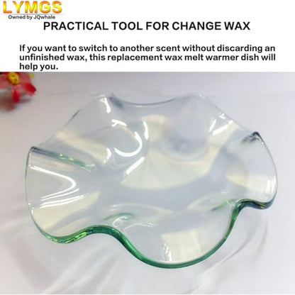 4.5" Replacement Flounces Oil Warmer Dish, 115mm Ruffle Edge Wax Melt Warmer Liner Glass Dish, Candle Warmer Bowl Plate Wax Tray for Scented Wax Aroma Therapy Lamp, 1 Pack