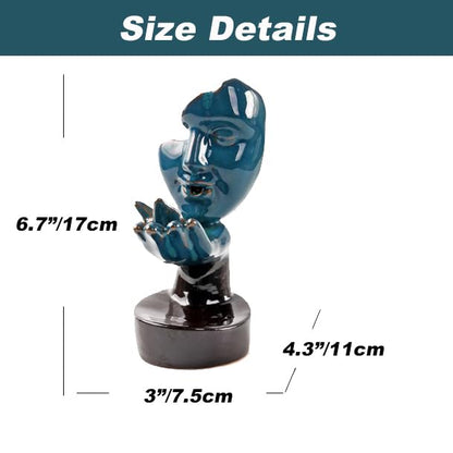 Woman Face on Hands Butterfly Statue Backflow Incense Holder,Waterfall Incense Burner Holder for Sticks Cones Home Office Yoga AI0036 - color: Face Statue 1