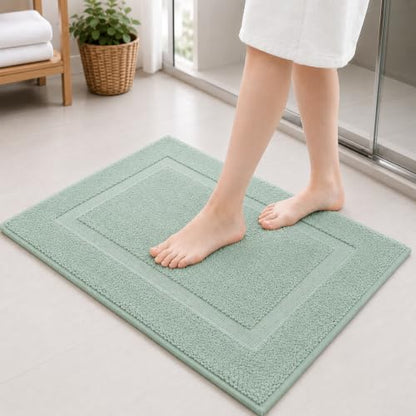 Rajlinen Cotton Bath Mat 2 Pack 23x36-100% Cotton 500 GSM Highly Absorbent Hotel Spa Bathroom Floor Mats, Aesthetic Sage Green Bath Mat Towels, Machine Washable Shower/Bathtub Rugs - color: Sage Green