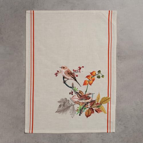 Maison d' Hermine Kitchen Towels Set of 3 Reusable 100% Cotton 27.50" x 20" | Cloth Tea Dish Towels Absorbent with Hanging Loop for Kitchen Dining Party Hotel Home Thanksgiving Christmas - Recolte - color: 036 - Recolte