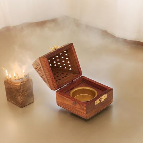 Bless-International Traditional-Handmade-Burner Wooden-Incense-Stick-Holder Ash-Catcher-Stand for-Aromatherapy-Meditation-Yoga (5 Inch Temple Wooden Charcoal/Cone) - color: Wooden Pyramid