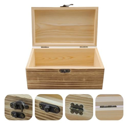 KUMGROT Wooden Box With Hinged Lid - Writable Vintage Gift Box | Handmade Solid Wood Storage for Photos, Jewelry, Coins, Cards - 5.5" x 2.4" x 2.1", Brown - style: Small Rectangular
