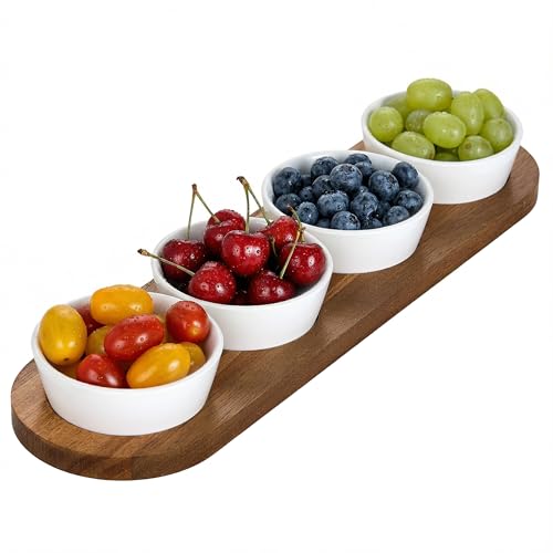 6oz White Ceramic Chips and Dip Serving Platter For Olive Cracker Tray,Small 4Inch Bowls Cranberry Sauce Relish Dish for Appetizer,Side Dishes,Cheese ball,Dipping,Dessert,Salsa,Tapas - color: White