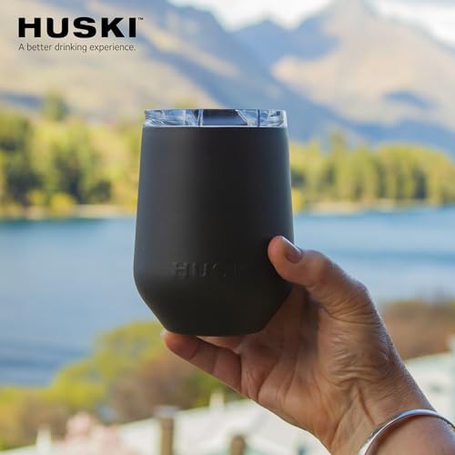 Huski Wine Tumbler 2.0 | NEW | Award-winning Design with Detachable Stem | Premium Stainless Steel Wine Glass with Lid | Triple Insulated Tumbler | 12oz Capacity | Great Gift (Brushed Stainless) - color: Brushed Stainless