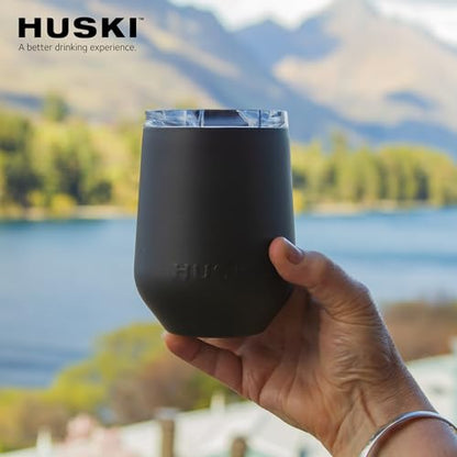 Huski Wine Tumbler 2.0 | NEW | Award-winning Design with Detachable Stem | Premium Stainless Steel Wine Glass with Lid | Triple Insulated Tumbler | 12oz Capacity | Great Gift (Powder Pink) - color: Powder Pink