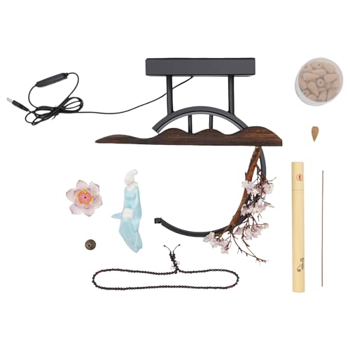 Backflow Incense Holder with LED Light, Countertop Incense Burner Holder Chinese Retro Ceramic Backflow Incense Burner for Relaxing or Home Decor (Style 6) - size: Style 6