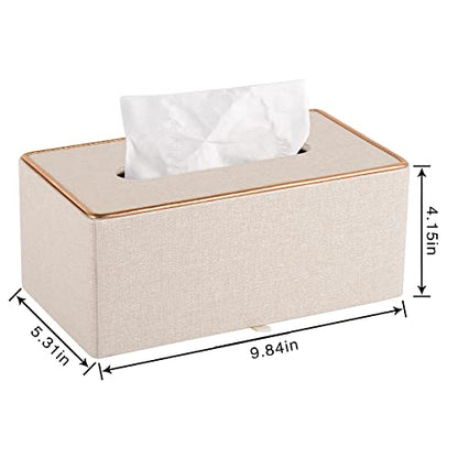 Fashion Leather Tissue Box Holder,Rectangular Tissue Box Cover for Bathroom Dresser Night Stand,Napkin Box Drawer Paper Dispenser,Home Office car Tissue Holder with Magnetic Bottom (Beige) - color: Beige
