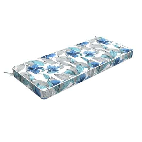 LVTXIII Bench Cushion with Ties, 42x18 Inch Water-Repellent Patio Furniture Cushion, 3" Thick Foam Pad for Outdoor Indoor Window Seat, Porch Swing, Loveseat, Clemens Noir Blue - color: Clemens Noir Blue, size: 42"x18"x3"