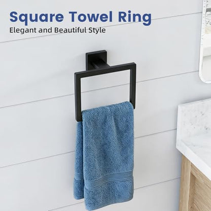Luxbaro 10-Pieces 24 Inch Matte Black Bathroom Accessories, Wall Mounted | SUS304 Stainless Steel Black Towel Bar Set, Bathroom Hardware Set, Bathroom Towel Holder Set - size: 26 Inch (10 Pieces)