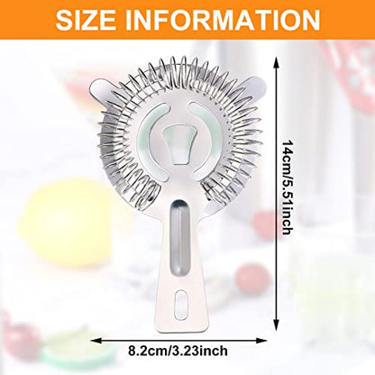 16 Pcs Bar Bartender Strainer Stainless Cocktail Strainers | 5.5 Inch Steel Silver Shaker Ice Bar Shelf for Hawthorne Bartenders Mixologists Drinking Water Filtering
