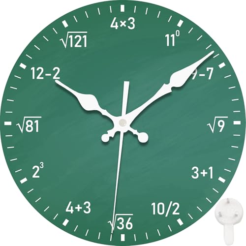 Math Wall Clock, Mathematical Equations Silent Non Ticking Battery Operated Round Decorative Indoor Outdoor Clocks for Living Room Kitchen Bedroom Bathroom Patio 12" - color: Math Teaching