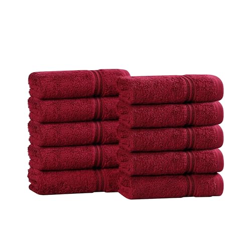 Superior Egyptian Cotton 10-Piece Face Towel Set , Small Towels For Facial, Spa, Quick Dry, Absorbent Towels, Bathroom Accessories, Guest Bath, Home Essentials, Washcloth, Airbnb, Burgundy - color: Burgundy, size: Washcloth (10-Pack)