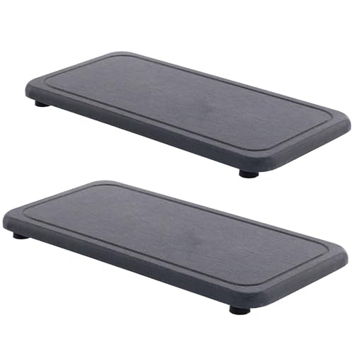 NiuYichee 2 Pcs Sink Stone Soap Trays, Water Absorbing Diatomite Tray Used for Hand Soap/Cosmetic Bottles/Dish Soap in the Kitchen/Bathroom Sink Countertop, Fast Dry Stone Tray with Non-Slip Pads - color: Dark Gray, size: 8.3" x 4" with groove