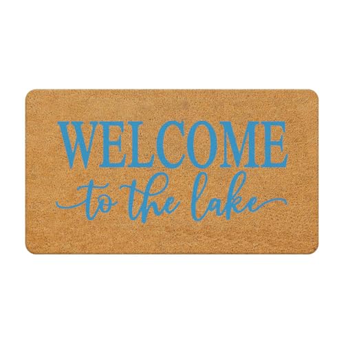 Nogrit Blue Welcome to The Lake House Decor Coir Doormat, Lake House Welcome Mats Door Mat Outdoor Entrance Decor Farmhouse Lake House Decor for The Home Gifts 17x30 - color: Coir Doormat - Blue-2