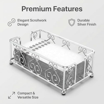 Guest Towel Holder Tray for Bathroom Countertop, Silver Napkin | Guest Bathroom, Powder Room & Vanity Use - color: E - Silver Guest Towel Holder Tray, size: Guest Towel Holder