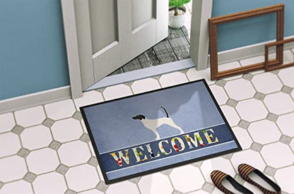 Caroline's Treasures BB5499MAT English Pointer Welcome Doormat 18x27 Front Door Mat Indoor Outdoor Rugs for Entryway, Non Slip Washable Low Pile, 18H X 27W