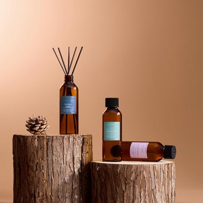 Reed Diffuser Set, 10.2oz Scented Oil Refill 3 Pack, Cashmere Vanilla, Ocean Mist, Lavender Garden, Long Lasting Oil Diffuser Refill with 18 Sticks for Bathroom & Bedroom